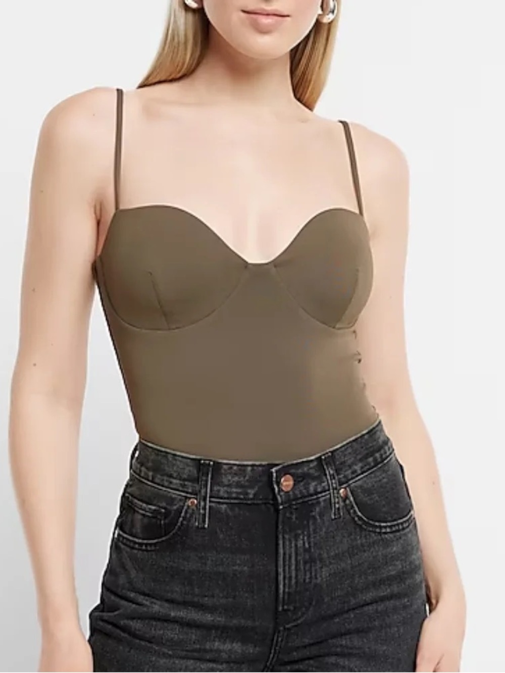 Express Bustier Bodysuit in Olive green small